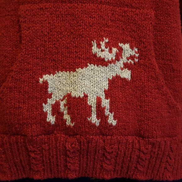 Woolrich Hoodie Sweater Women's M Fits Small Red Reindeer Pullover Knit Pocket - Picture 10 of 11
